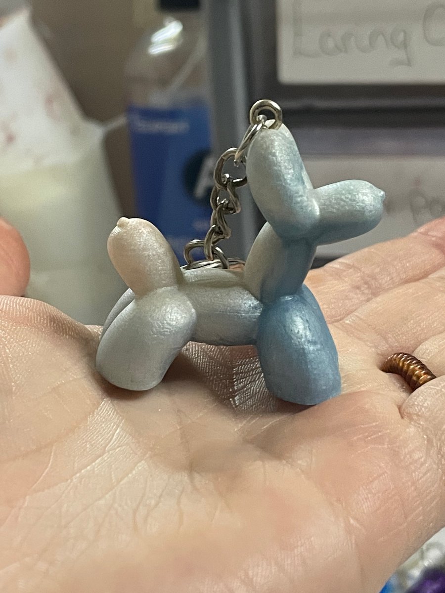 Handmade Resin Blue & White Balloon Dog Keyring