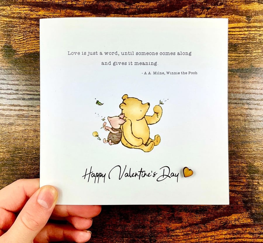 Valentine's Day Card - Winnie the Pooh - White - Husband - Wife - Girlfriend 