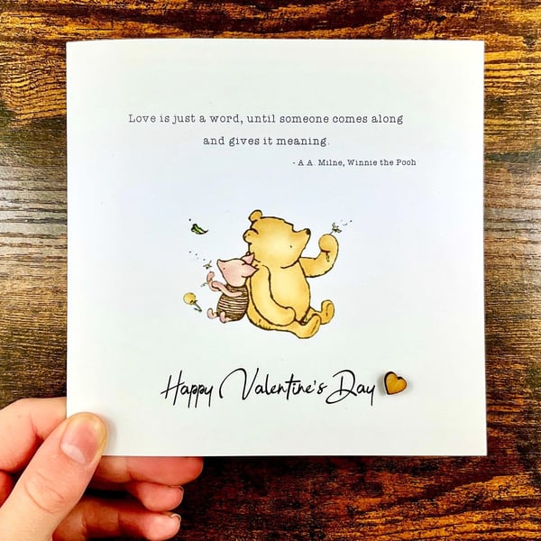 Valentine's Day Card - Winnie the Pooh - White - Husband - Wife - Girlfriend 