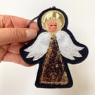 Upcycled embroidered Angel home Christmas decoration. 