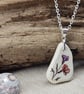 Sterling Silver Wildflower Sea Pottery Necklace - Handmade Coastal Pendant - Image 1