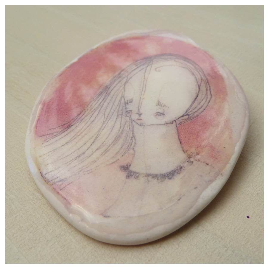 'In a pink bubble' Large Brooch.