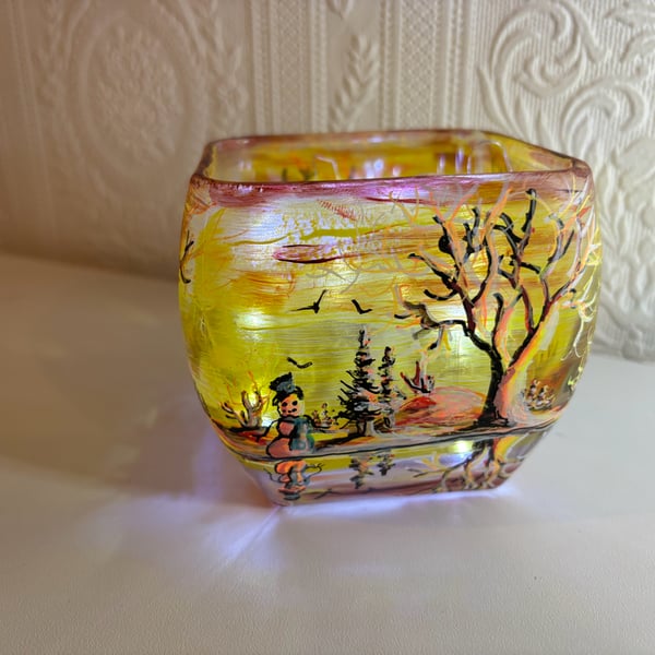 A hand painted and fired glass bowl by Andrew Jenkins 