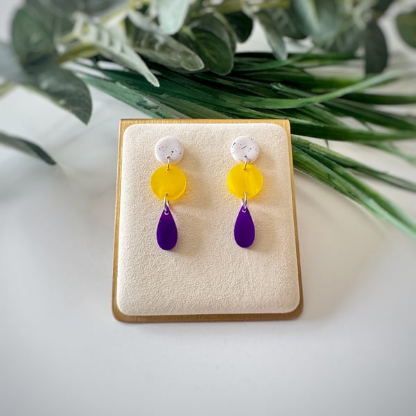 Monarch Marble – Mixed Medium Statement Earrings