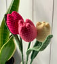 tulip bouquet, 3 crochet tulip mini bouquet, everlasting flowers - Image 1