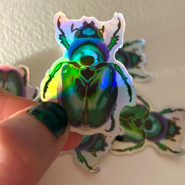 Cute Holographic Beetle Sticker 