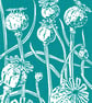 Poppy Seedhead in dark cyan - Linocut Print - Image 1
