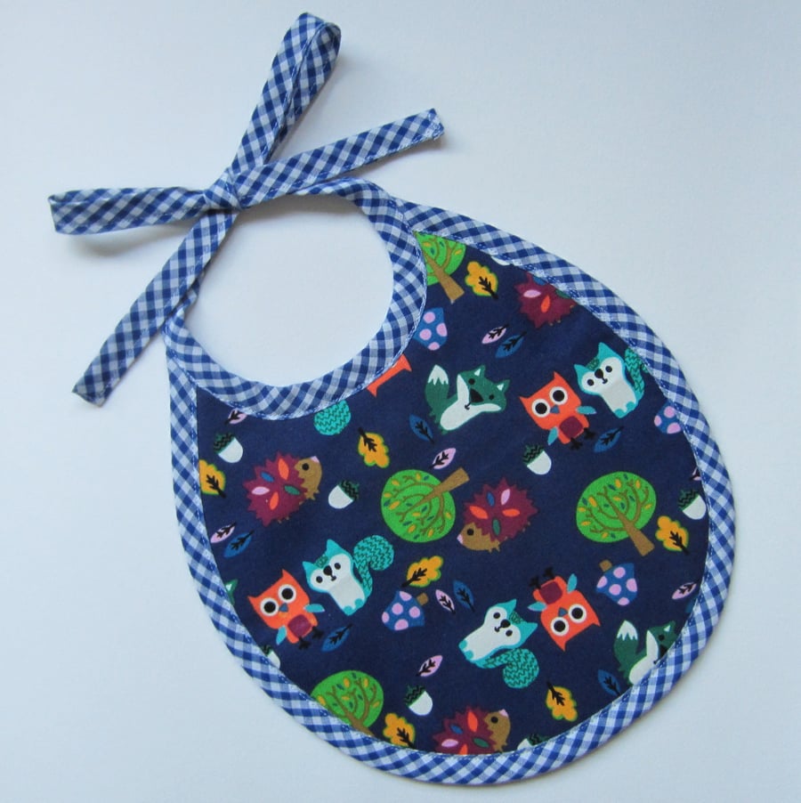 First Size Blue Woodland Animals Babies Bib