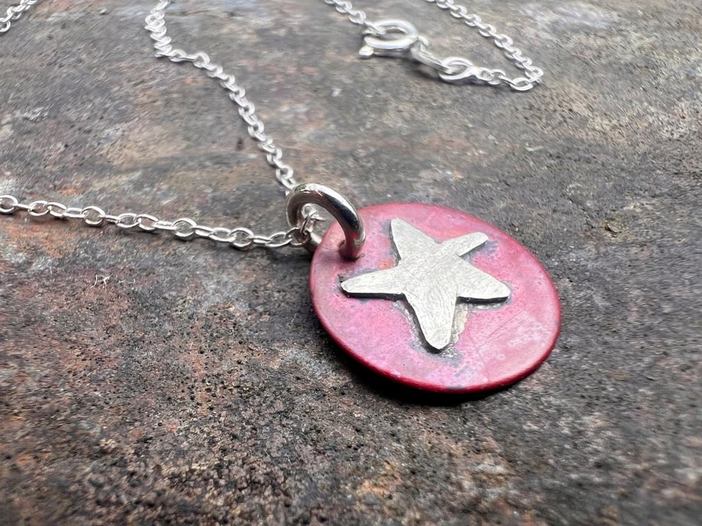 Copper and Silver Star Necklace