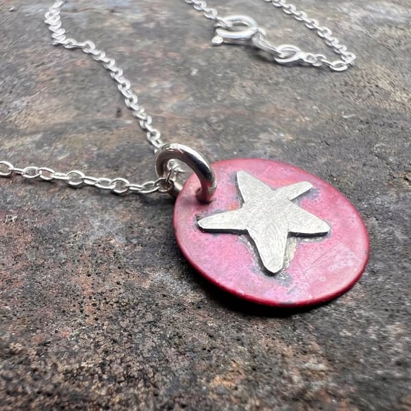 Copper and Silver Star Necklace