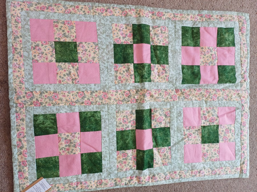 Cot or lap quilt  in  nine patch design