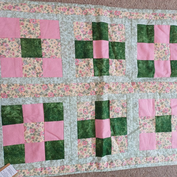 Cot or lap quilt  in  nine patch design