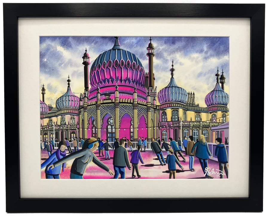 Brighton, Ice Rink & Pavilion. Urban Cityscape Framed Art Print 14" x 11" Frame 
