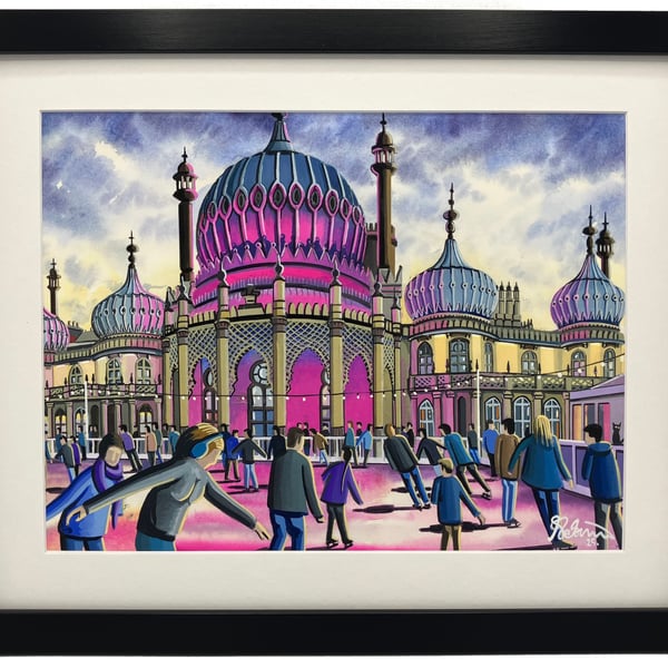 Brighton, Ice Rink & Pavilion. Urban Cityscape Framed Art Print 14" x 11" Frame 