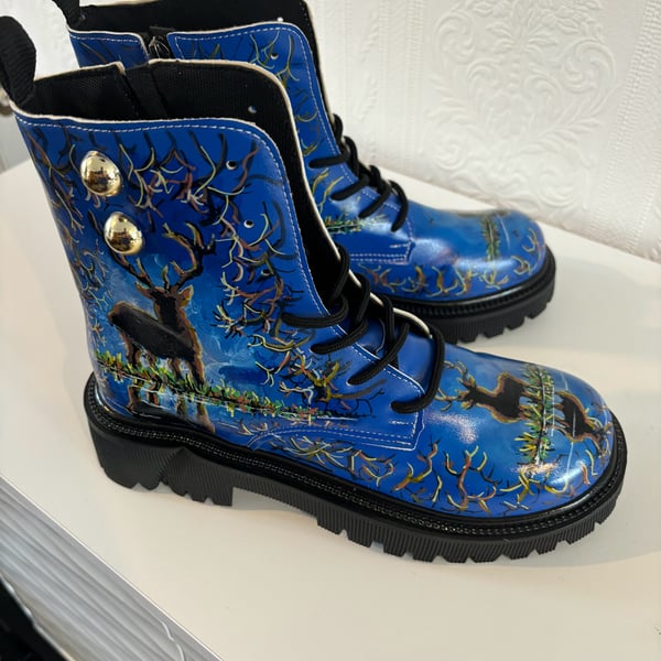 A pair of hand painted and sealed boots by Andrew Jenkins 