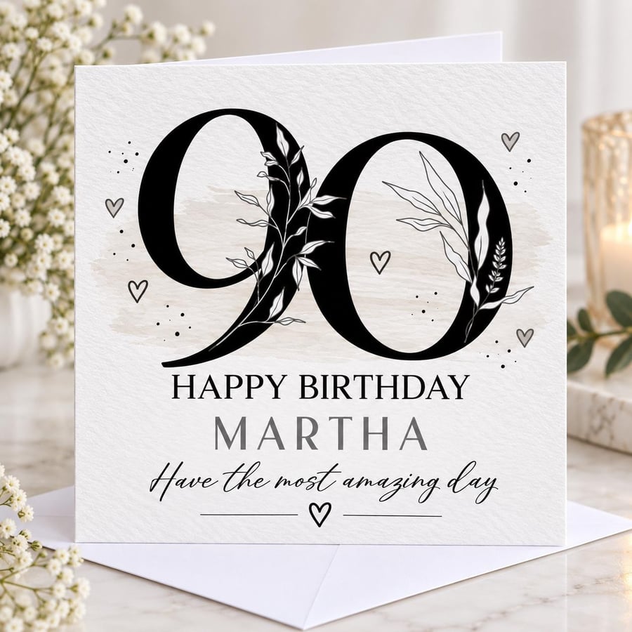 Personalised 90th Birthday Card For Her Nan Mum Nanna Grandma Great Grandma