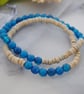 Agate stretch bracelet stack in deep teal (boho, beach) - Image 2