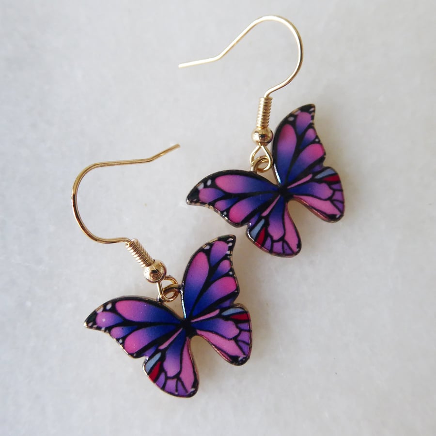 Purple Butterfly Earrings with KC Gold Ear Wires