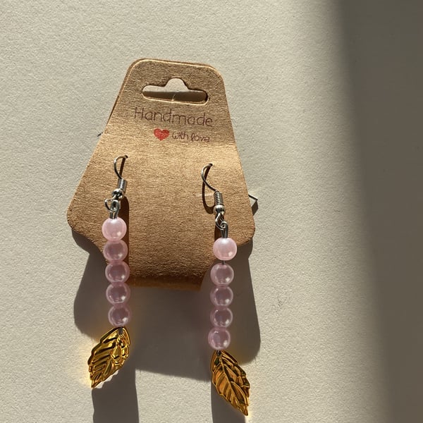 Pink and gold earrings