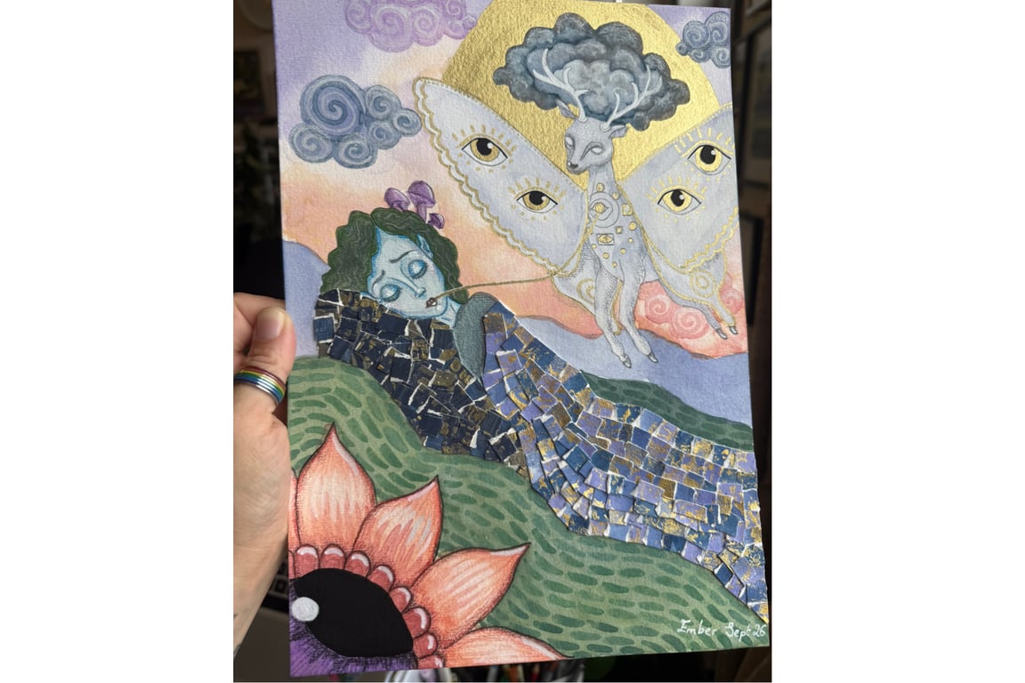 Dreamscape: original A4 mixed media dreamy fantasy vibe painting (without frame)
