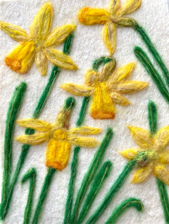 Hand felted Daffodil Textile Artwork 