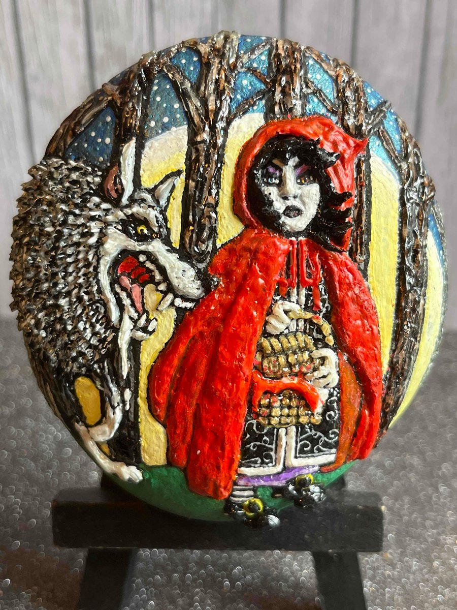 Hand painted Little Red Riding Hood Stone