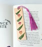 Pressed Flower Wooden Bookmark, Rose Petals and Ferns 