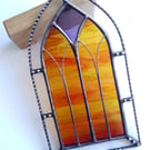 Stained Glass Gothic Arch - Red and Gold