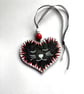 Cat nap wooden hand painted heart