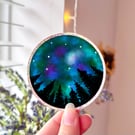 Night Sky Forest Sticker, Nature Vinyl Sticker, Galaxy Glitter Sticker.