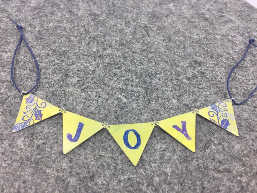 Miniature aluminium’JOY’ bunting