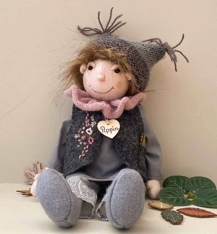 SOLD to TW, woodland elf doll for the adult collector, handmade cloth dolls
