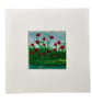 Needle felted wool & textile picture, 4"x4" framed, Poppies (1) - Image 4