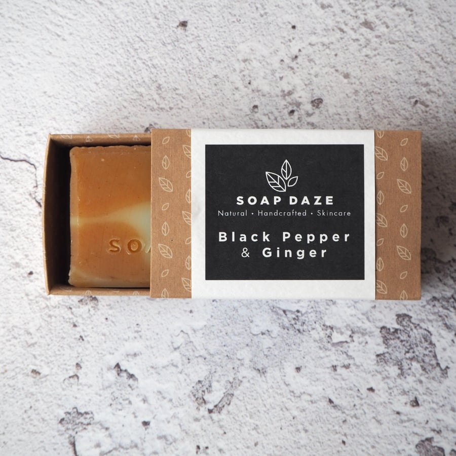 Black Pepper and Ginger soap, vegan, handmade, natural, essential oils