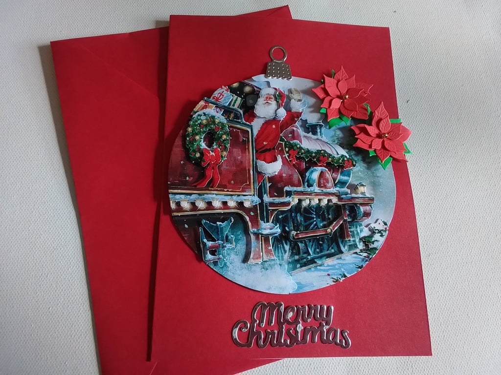 Christmas card. Handmade 3D Christmas card. Bauble. Ref 464