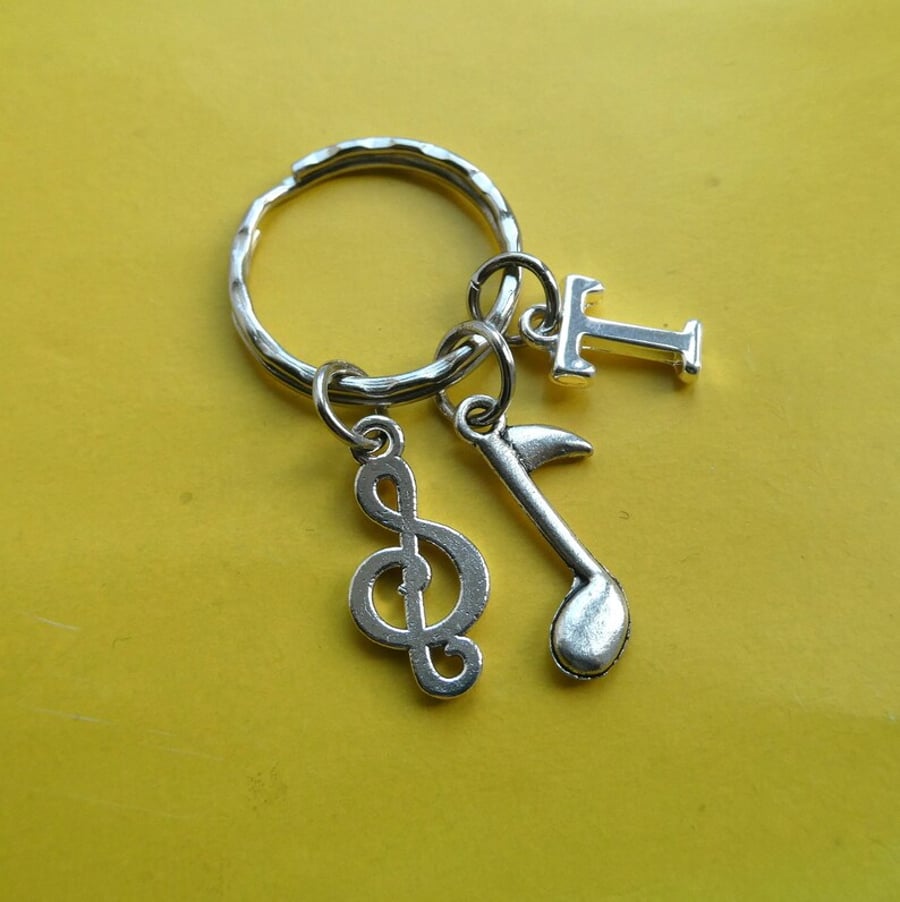 Musical note keyring, Treble clef charm gift Folksy