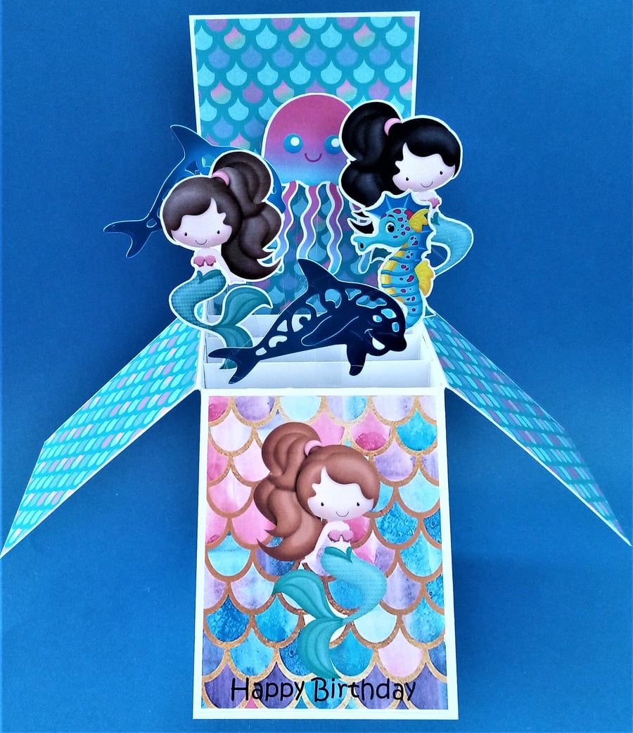 Girls Birthday Card with Mermaids