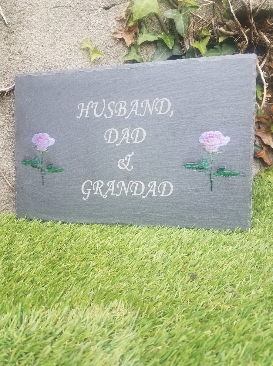 Bespoke slate Garden memorial Plaque Remembrance Marker Cemetery Grave Plaque