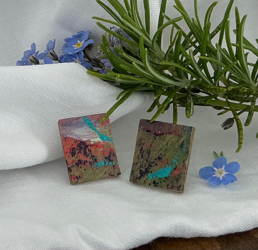 Stormy Skies, Stainless Steel Post Earrings.
