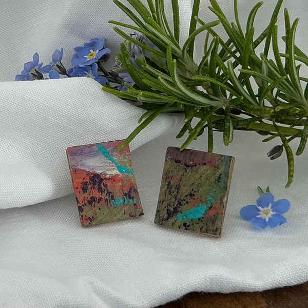 Stormy Skies, Stainless Steel Post Earrings.