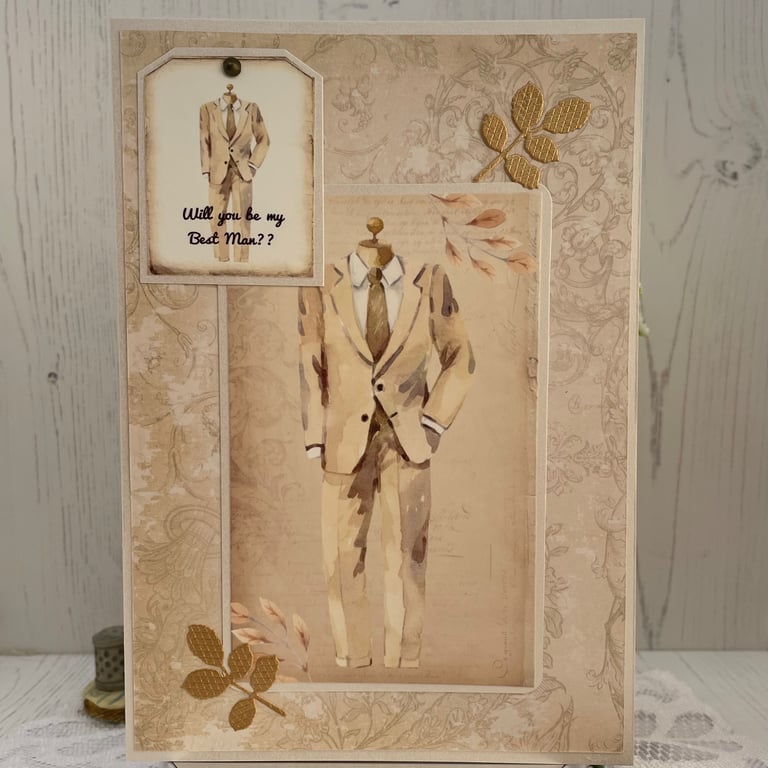 Greeting Card Will You Be My Best Man card by Carolee Crafts PB1 - 0008