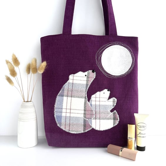 Tote Bag with Moongazing Polar Bears
