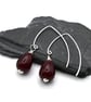 dark red lampwork glass teardrop earrings - Image 2