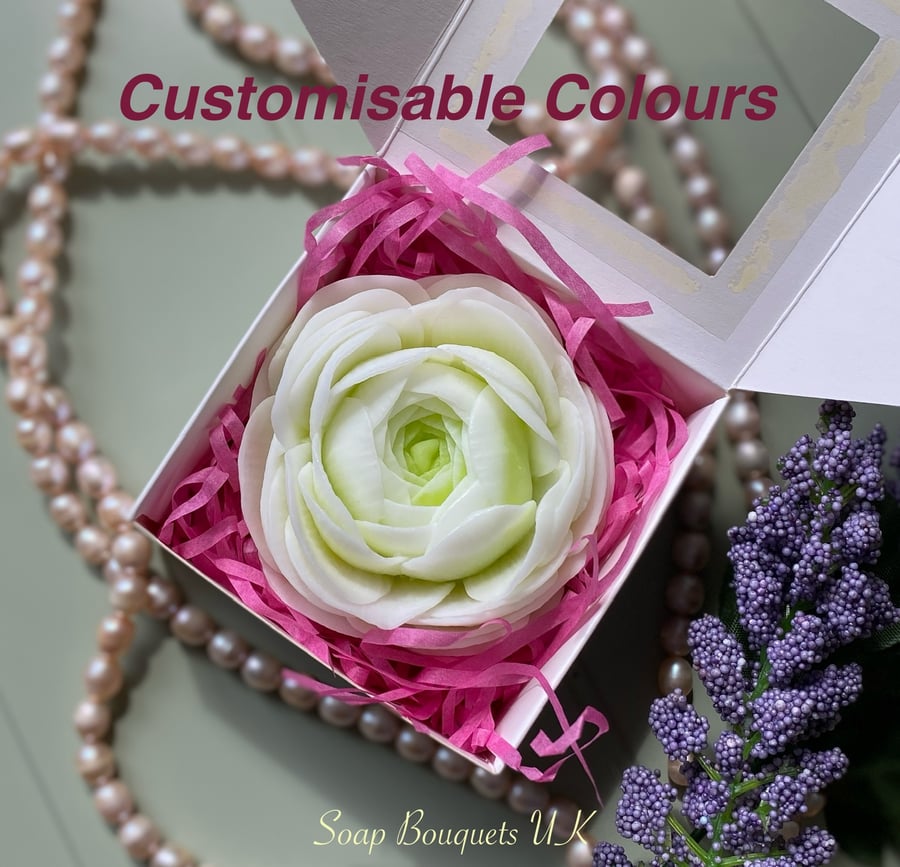 Soap Flowers Ranunculus, Soap Gift Box, Birthday, Wedding Favours, SPA Gift