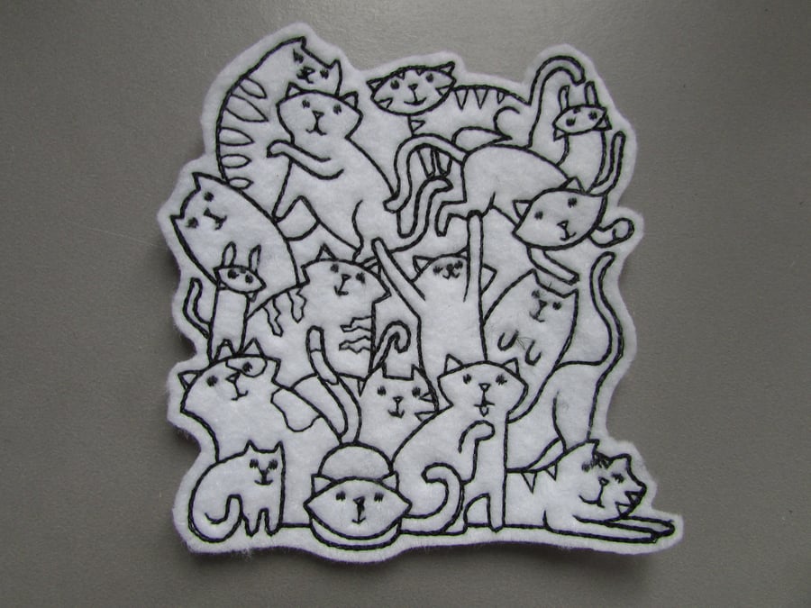 Cats Embroidered Sew on Applique Patch