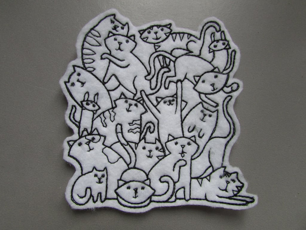 Cats Embroidered Sew on Applique Patch