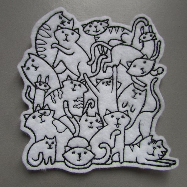 Cats Embroidered Sew on Applique Patch