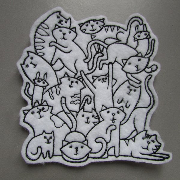 Cats Embroidered Sew on Applique Patch