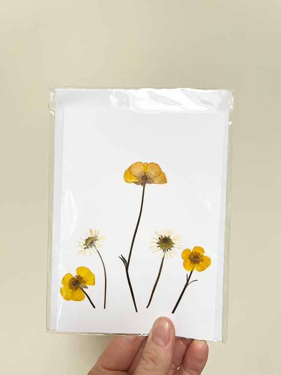 Perfectly Imperfect Real Pressed Flower, Wildflower Handmade Card