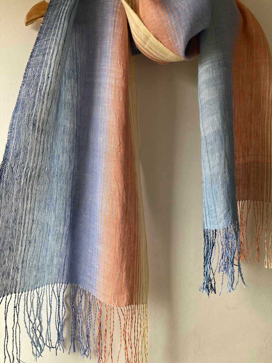 Wave Study No1 Handwoven Linen Wrap Scarf